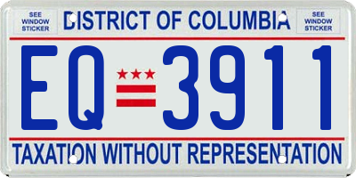 DC license plate EQ3911