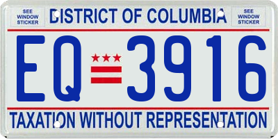 DC license plate EQ3916
