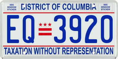 DC license plate EQ3920