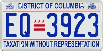 DC license plate EQ3923