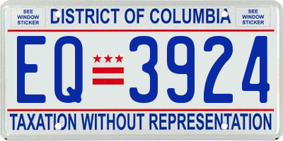 DC license plate EQ3924