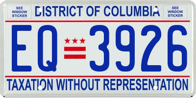 DC license plate EQ3926