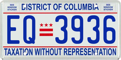 DC license plate EQ3936