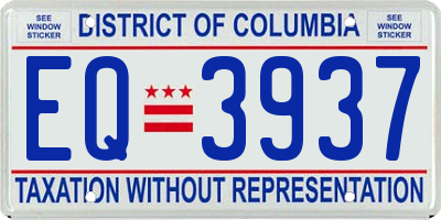 DC license plate EQ3937