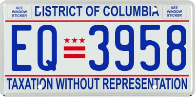 DC license plate EQ3958
