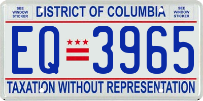 DC license plate EQ3965