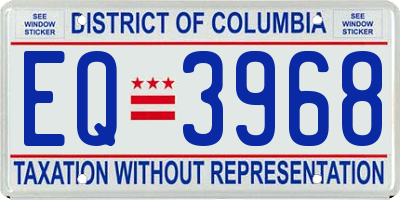 DC license plate EQ3968