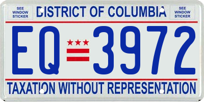 DC license plate EQ3972