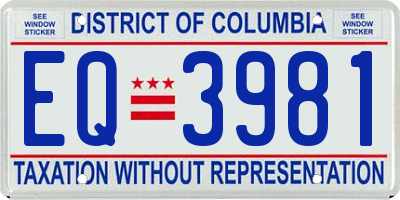 DC license plate EQ3981