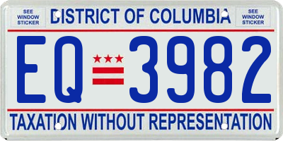DC license plate EQ3982