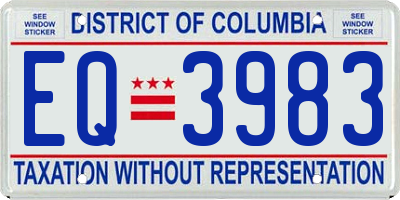 DC license plate EQ3983