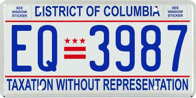 DC license plate EQ3987