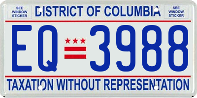 DC license plate EQ3988