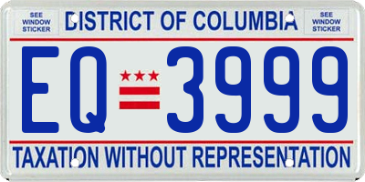 DC license plate EQ3999