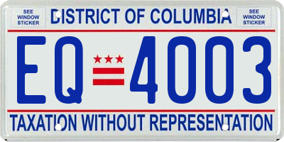 DC license plate EQ4003