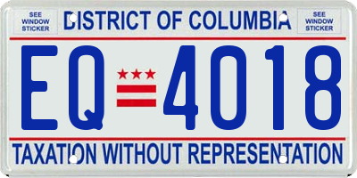 DC license plate EQ4018