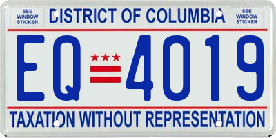 DC license plate EQ4019