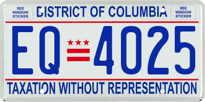 DC license plate EQ4025