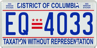 DC license plate EQ4033