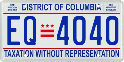 DC license plate EQ4040