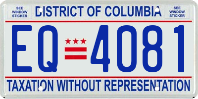 DC license plate EQ4081