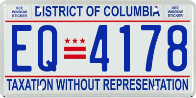 DC license plate EQ4178