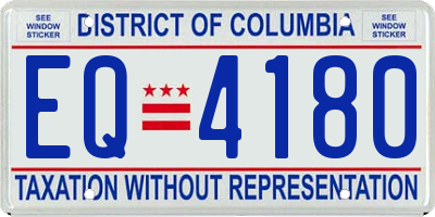 DC license plate EQ4180