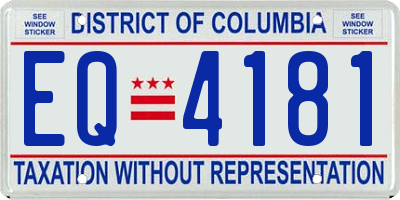 DC license plate EQ4181