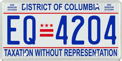 DC license plate EQ4204