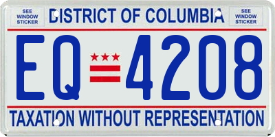 DC license plate EQ4208