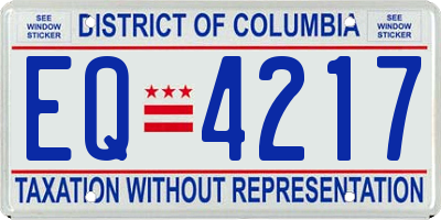 DC license plate EQ4217