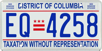 DC license plate EQ4258