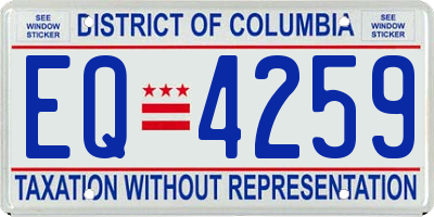 DC license plate EQ4259