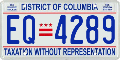 DC license plate EQ4289