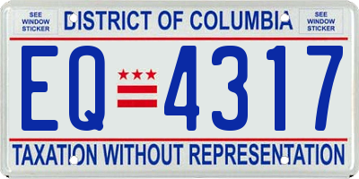 DC license plate EQ4317