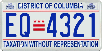 DC license plate EQ4321