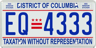 DC license plate EQ4333