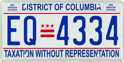 DC license plate EQ4334