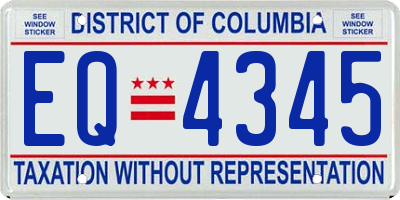DC license plate EQ4345