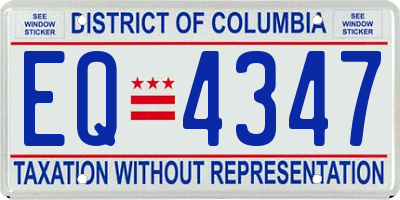 DC license plate EQ4347