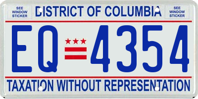 DC license plate EQ4354