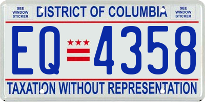 DC license plate EQ4358