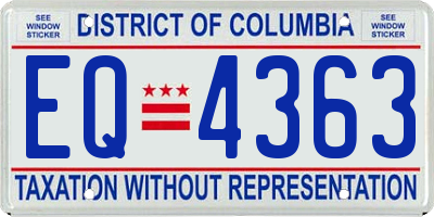 DC license plate EQ4363