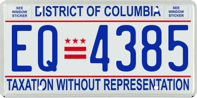 DC license plate EQ4385