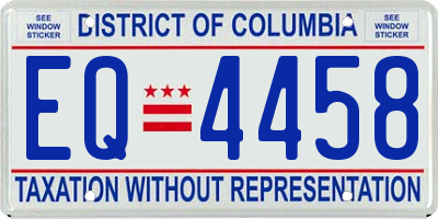 DC license plate EQ4458
