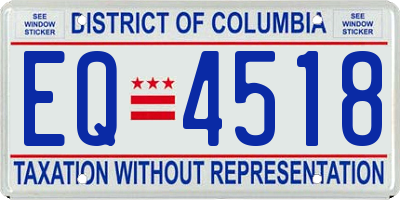 DC license plate EQ4518