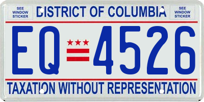 DC license plate EQ4526