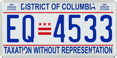 DC license plate EQ4533