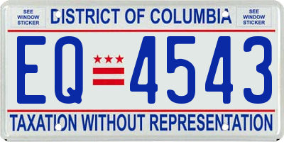 DC license plate EQ4543
