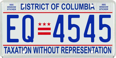DC license plate EQ4545